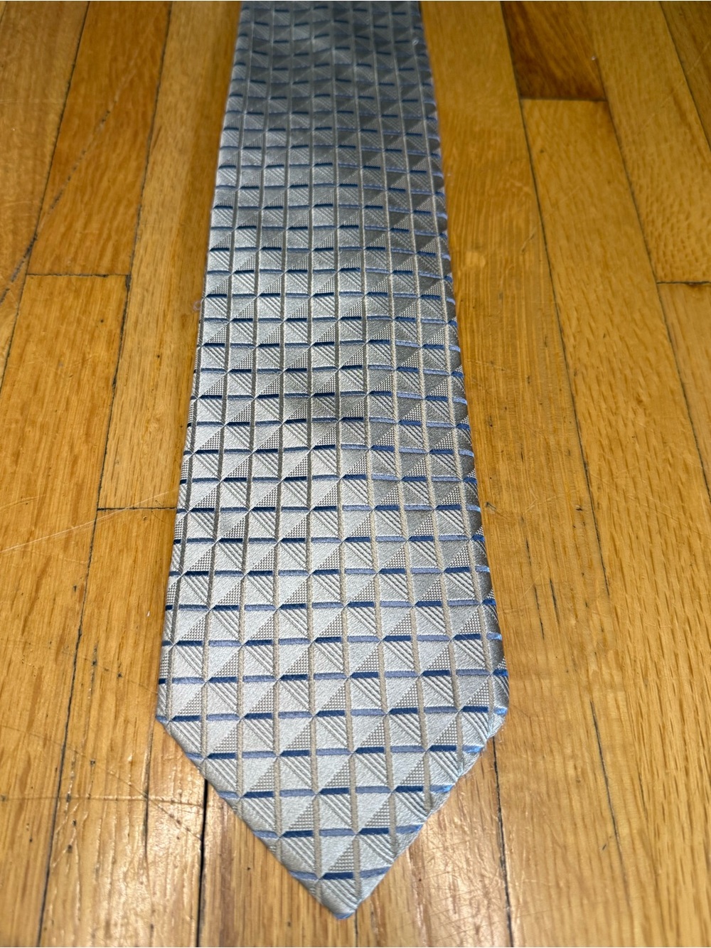 Giorgio Armani Silk Tie Made in Italy Geometric Beige Blue NWT Designer